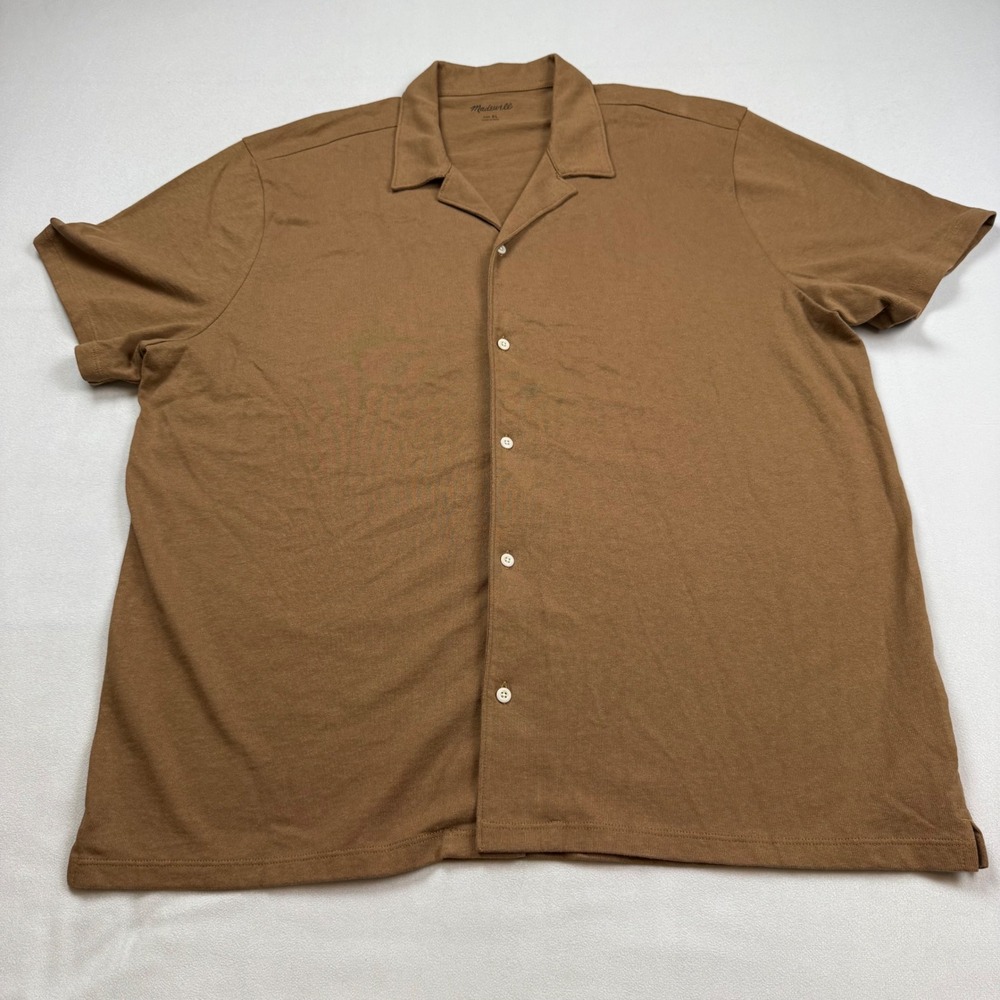 Madewell Knit Easy Camp Shirt Mens XL Walnut Brown Organic Cotton ND903 NWT